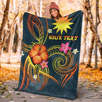 Nauru Polynesian Personalised Premium Blanket - Legend of Nauru (Blue) - Polynesian Pride