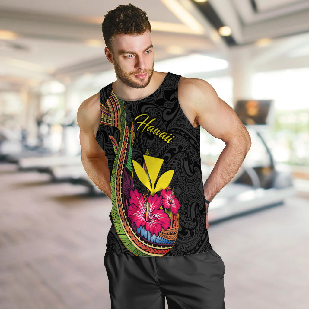 Hawaii Polynesian Fish Hook Hibiscus Men Tank Top - LT12 - Polynesian Pride