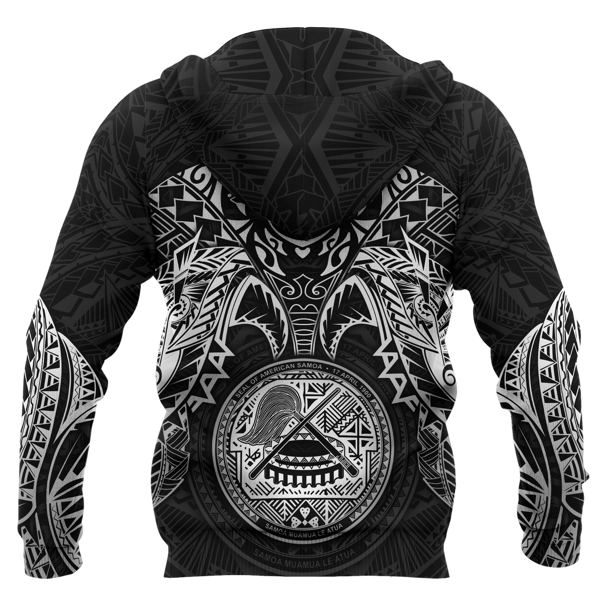 American Samoa Polynesian Zip up Hoodie White Turtle Manta Ray - Polynesian Pride