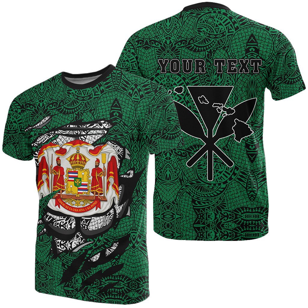 Custom Hawaii Royal King Tatau Green Polynesian T Shirt Unisex Green - Polynesian Pride