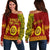 (Custom Personalised) Tonga High School Off Shoulder Sweater Tongan Ngatu LT13 Red - Polynesian Pride