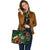 Tokelau Polynesian Leather Tote Bag - Green Turtle Hibiscus - Polynesian Pride