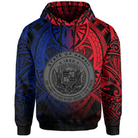 Hawaii Maka Polynesian Coat of Arms Hoodie Heaven Style Red Blue - Polynesian Pride
