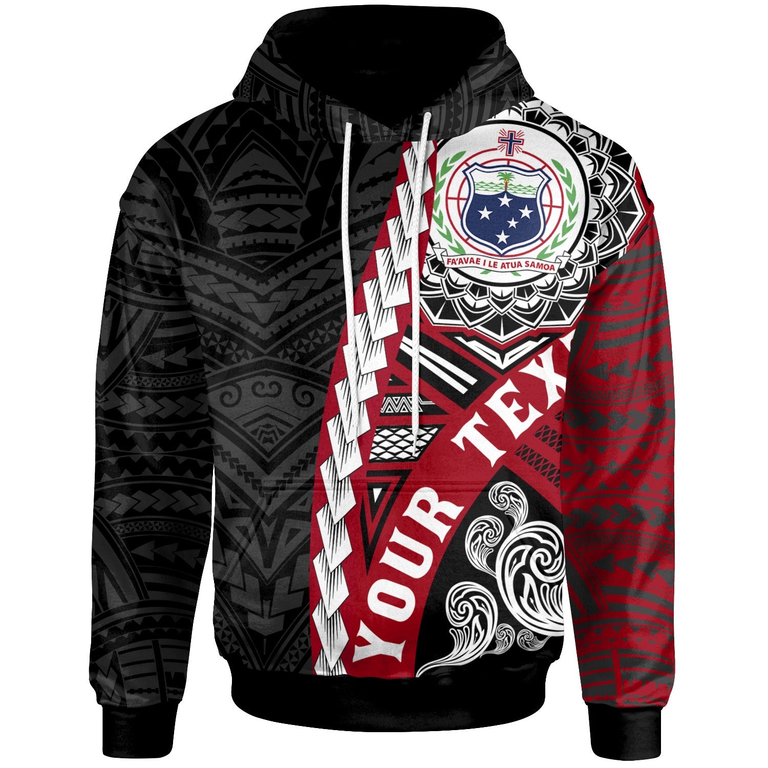 Samoa Polynesian Custom Hoodie Wave Tattoo Unisex Black - Polynesian Pride