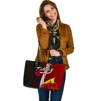 Tokelau Polynesian Leather Tote Bag - Coat Of Arm With Hibiscus - Polynesian Pride
