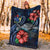 Cook Islands Polynesian Premium Blanket - Blue Turtle Hibiscus - Polynesian Pride