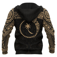 Chuuk Micronesian Zip up Hoodie Gold Heart Shield - Polynesian Pride