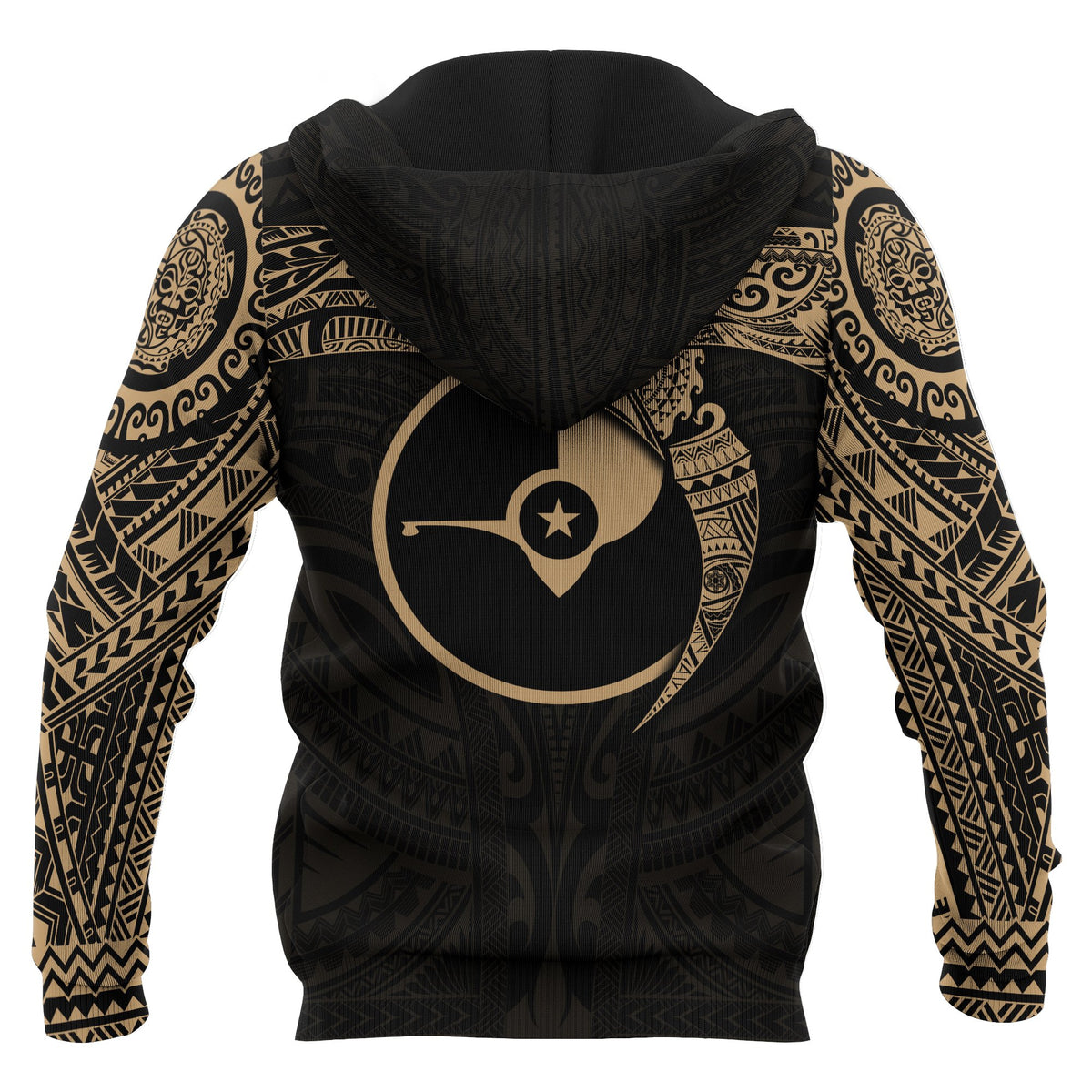 Yap Micronesian Zip up Hoodie Gold Heart Shield - Polynesian Pride