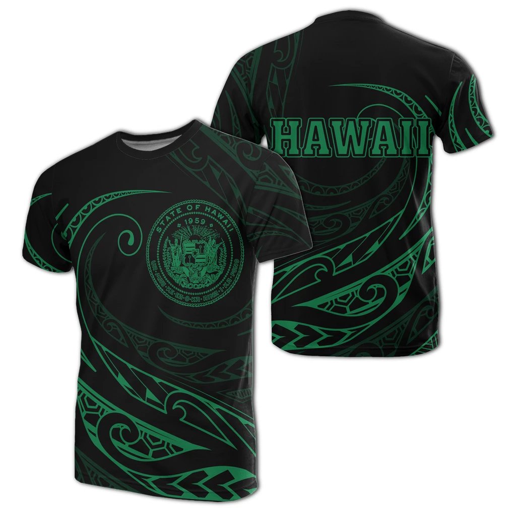 Hawaii T Shirt Frida Style Green Unisex Black - Polynesian Pride