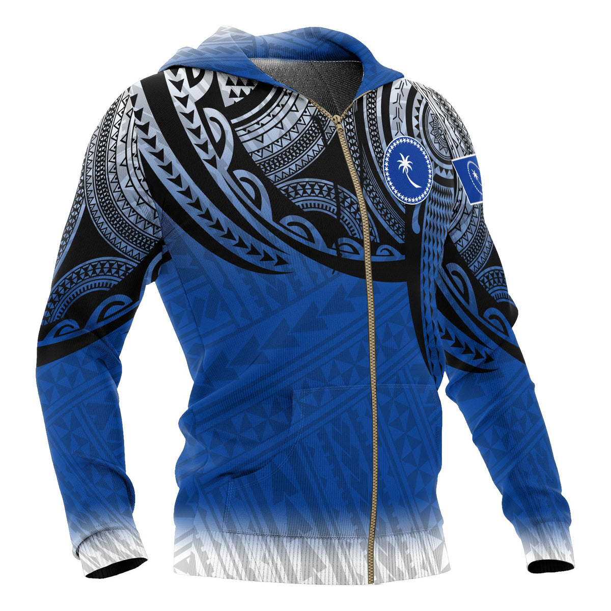 Chuuk Micronesia Zip up Hoodie Tattoo Pattern - Polynesian Pride