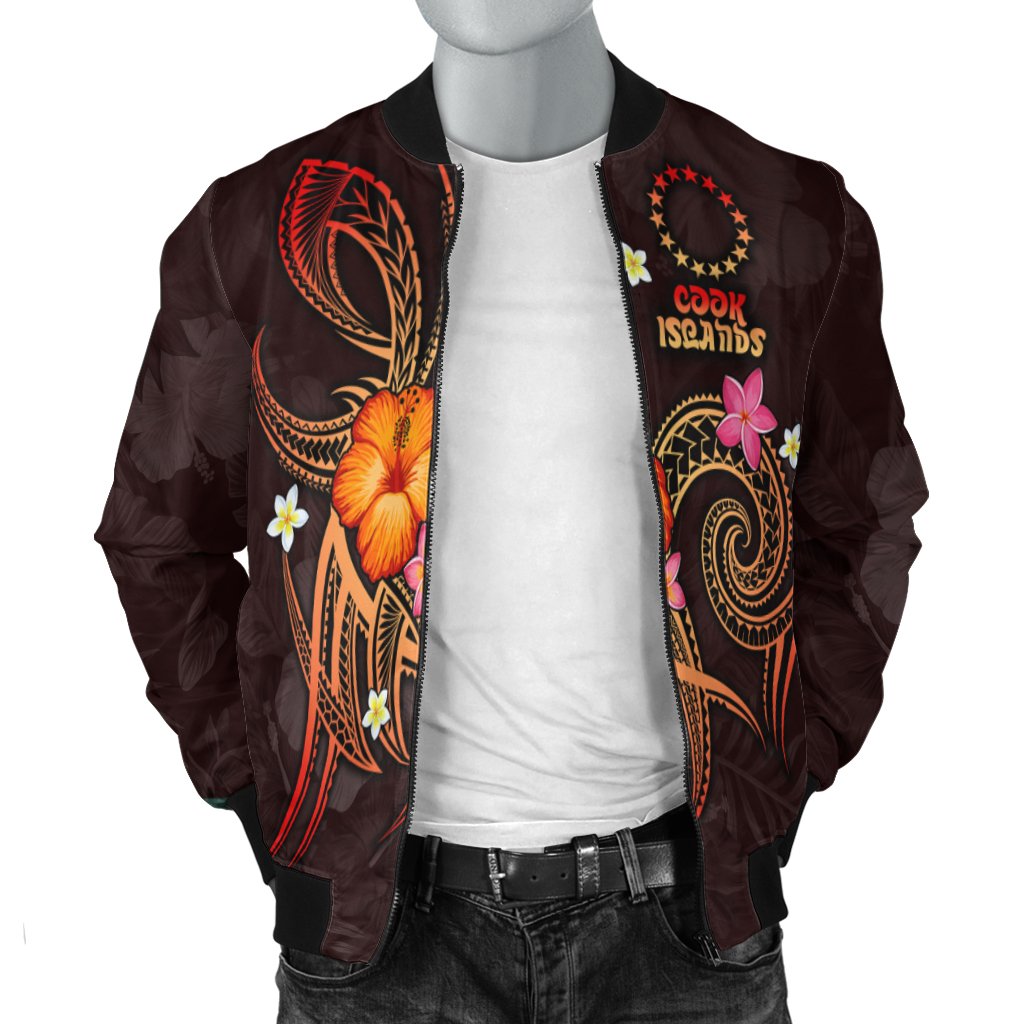 Cook Islands Polynesian Men's Bomber Jacket - Legend of Cook Islands (Red) - Polynesian Pride