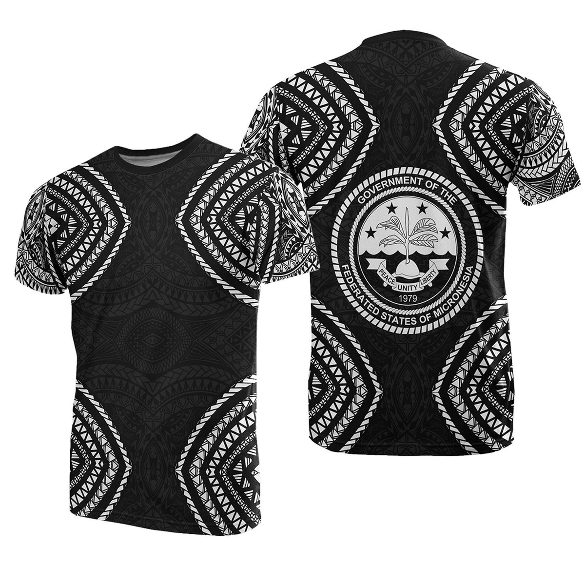 Federated States of Micronesia T Shirt Black Warrior Style Unisex Black - Polynesian Pride