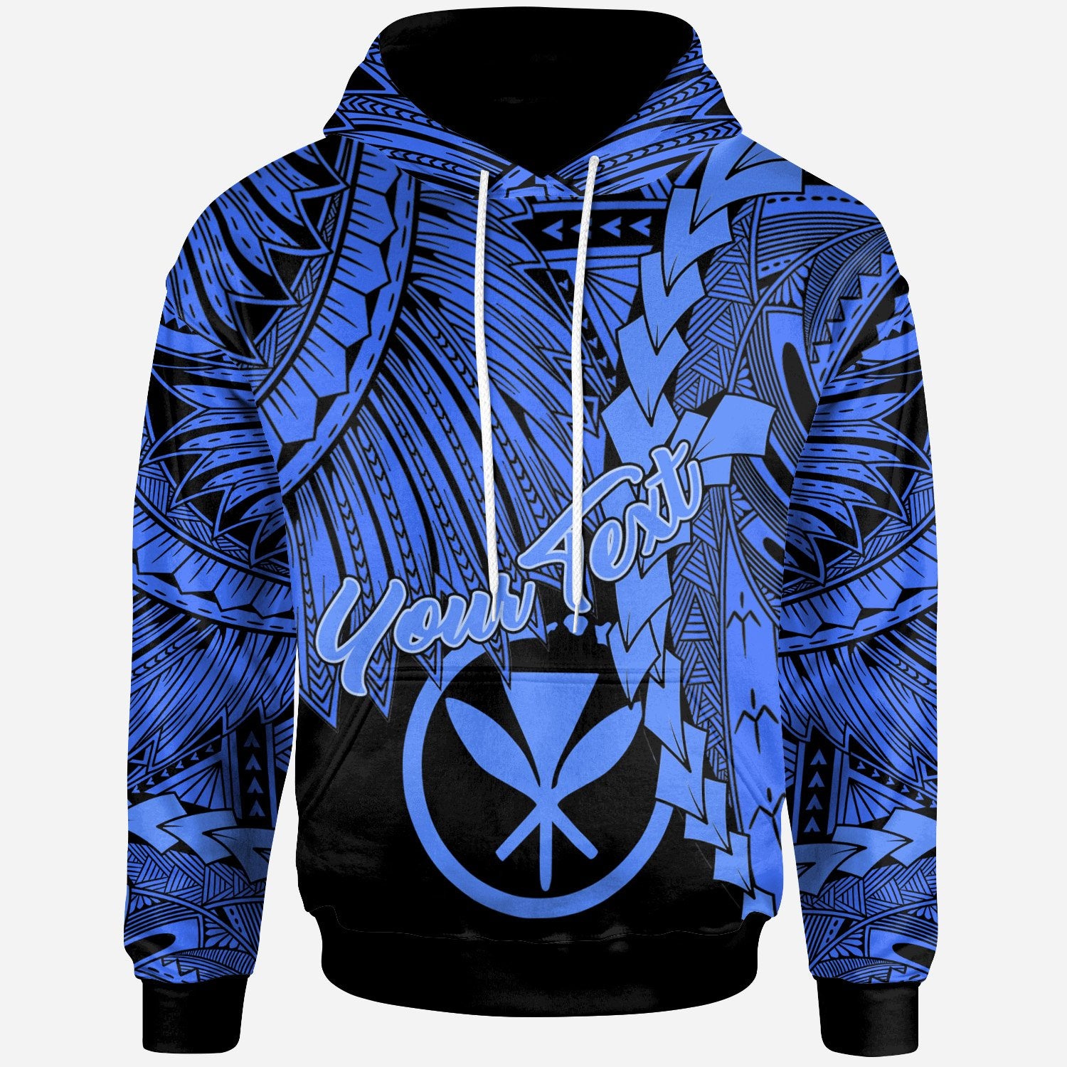 Polynesian Hawaii Custom Hoodie Tribal Wave Tattoo Blue Unisex Blue - Polynesian Pride