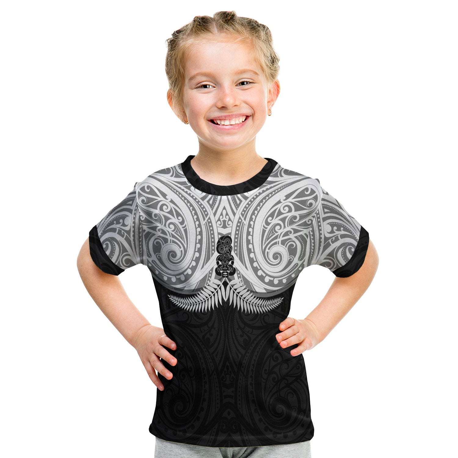 New Zealand T Shirt Kid - Maori Silver Fern - LT20 - Polynesian Pride