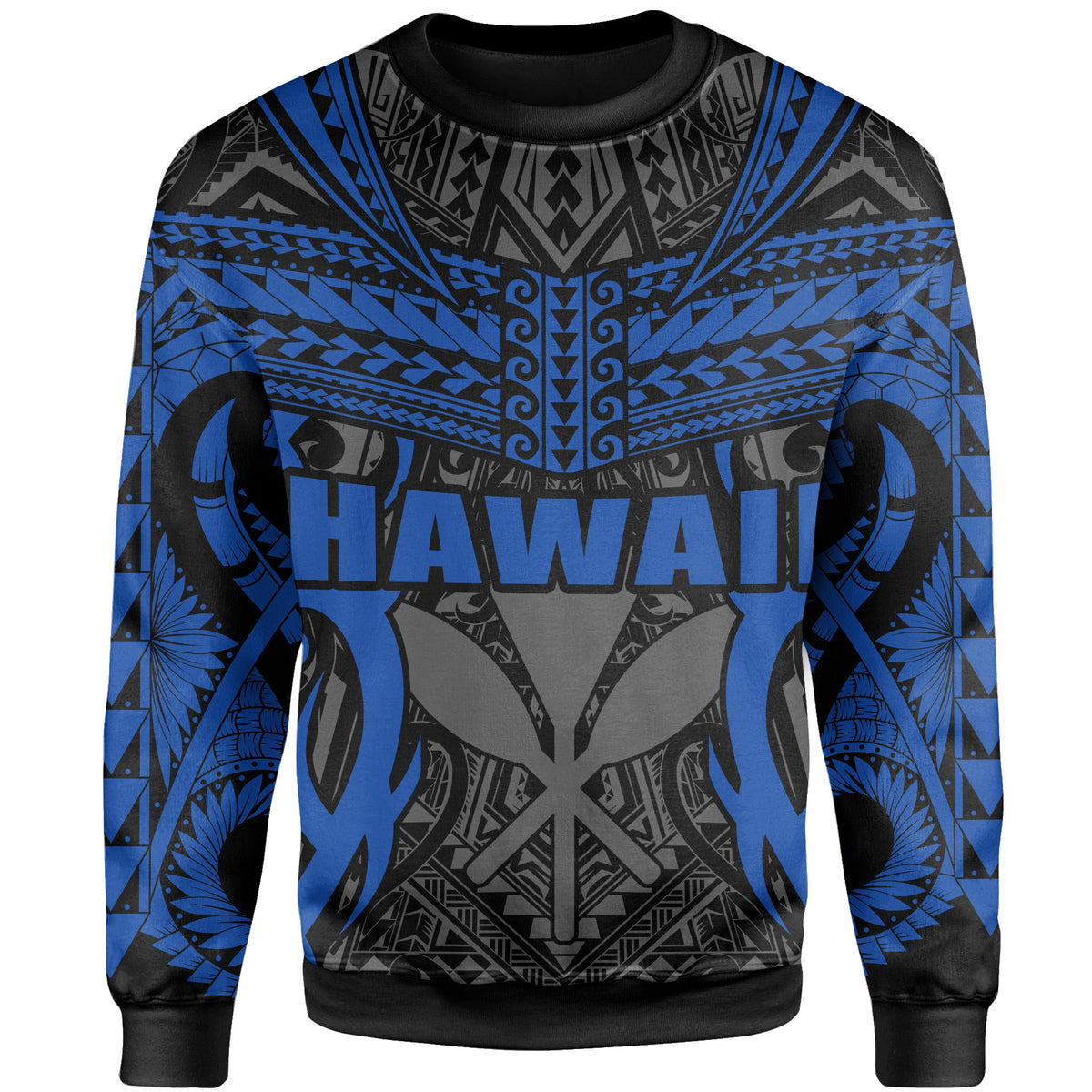 Hawaii Polynesian Tribal Kanaka Maoli Sweatshirt - AH - Blue - Mark Style - Polynesian Pride