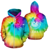 Hawaiian State Hoodie (Zipper) Tie Dye Unisex Yellow - Polynesian Pride