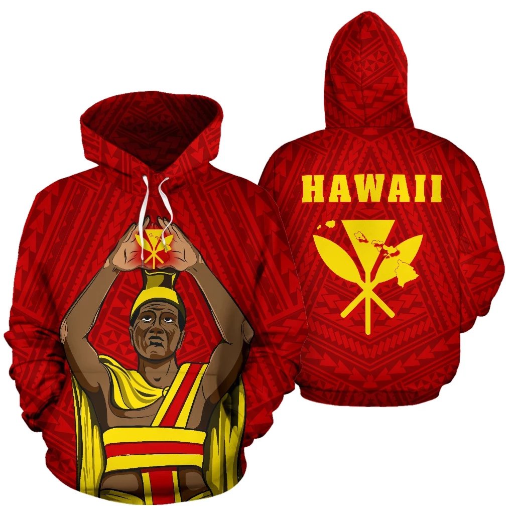 Hawaii Hoodie King Mauna Kea Unisex Red - Polynesian Pride