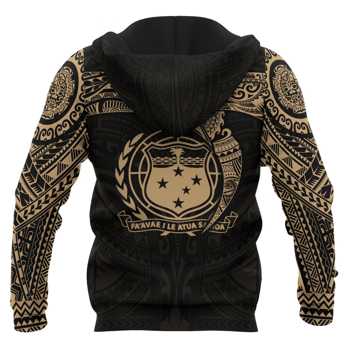Samoa Polynesian Hoodie Gold Heart Shield - Polynesian Pride