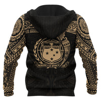 Samoa Polynesian Hoodie Gold Heart Shield - Polynesian Pride