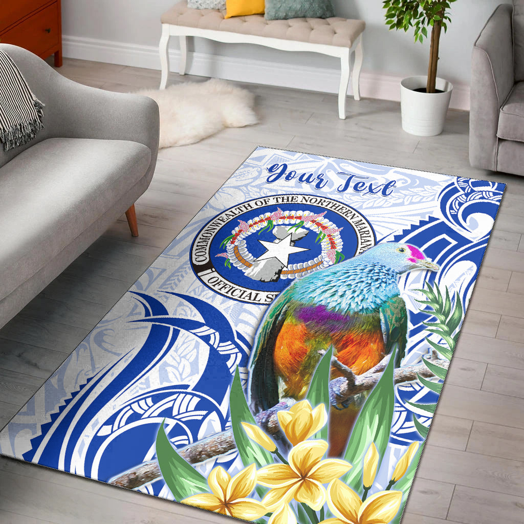 (Custom Personalised) Northern Mariana Islands Area Rug Mariana Fruit Dove Mix Frangipani Flowers White LT13 Rug White - Polynesian Pride