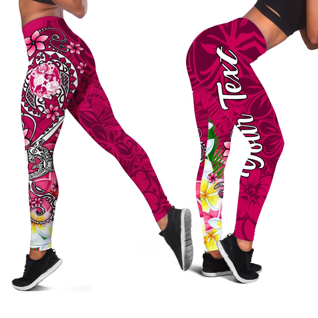 Tonga Custom Personalised Legging - Turtle Plumeria (PINK) Pink - Polynesian Pride