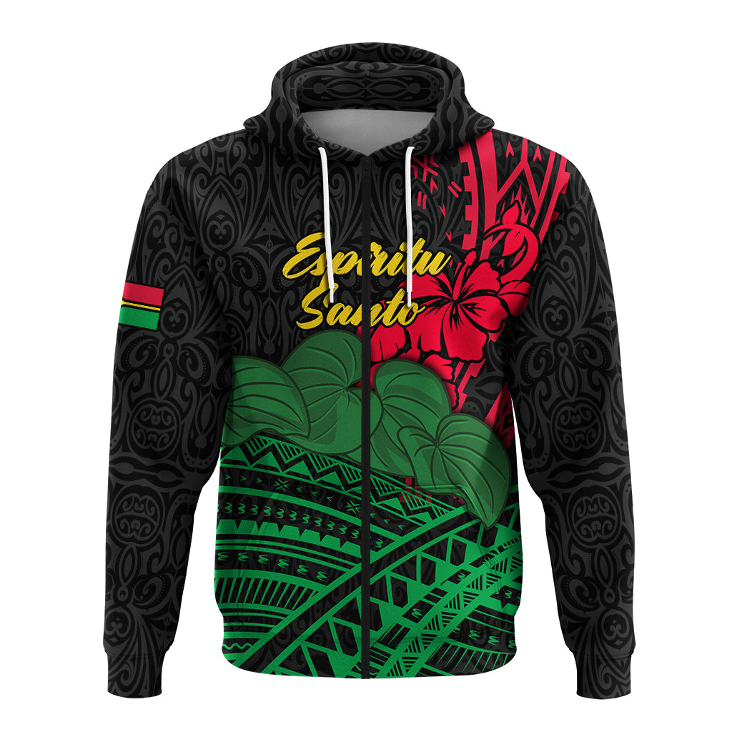Vanuatu Espiritu Santo Zip Hoodie Kava With Hibiscus LT12 - Polynesian Pride