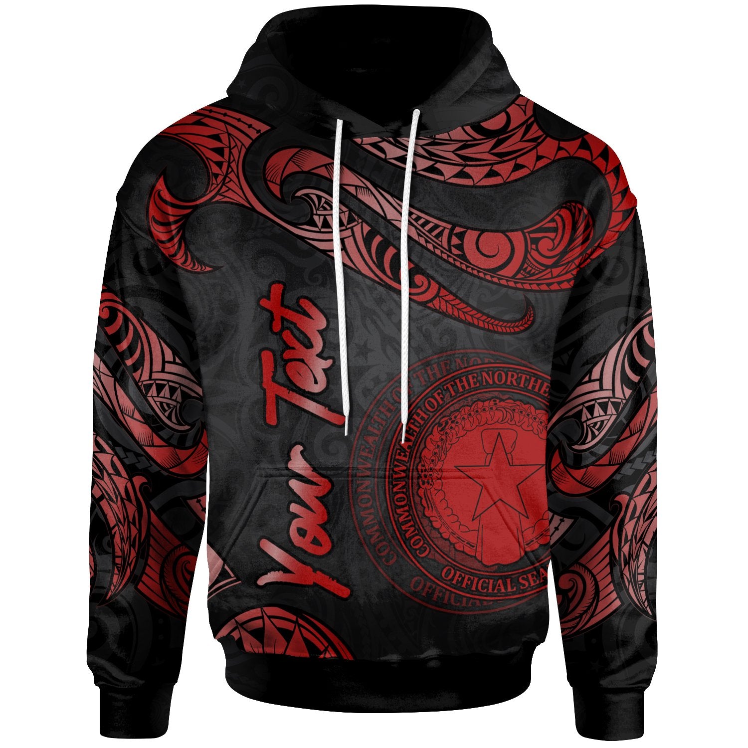 Northern Mariana Islands Polynesian Custom Hoodie Polynesian Tattoo Red Version Unisex Red - Polynesian Pride