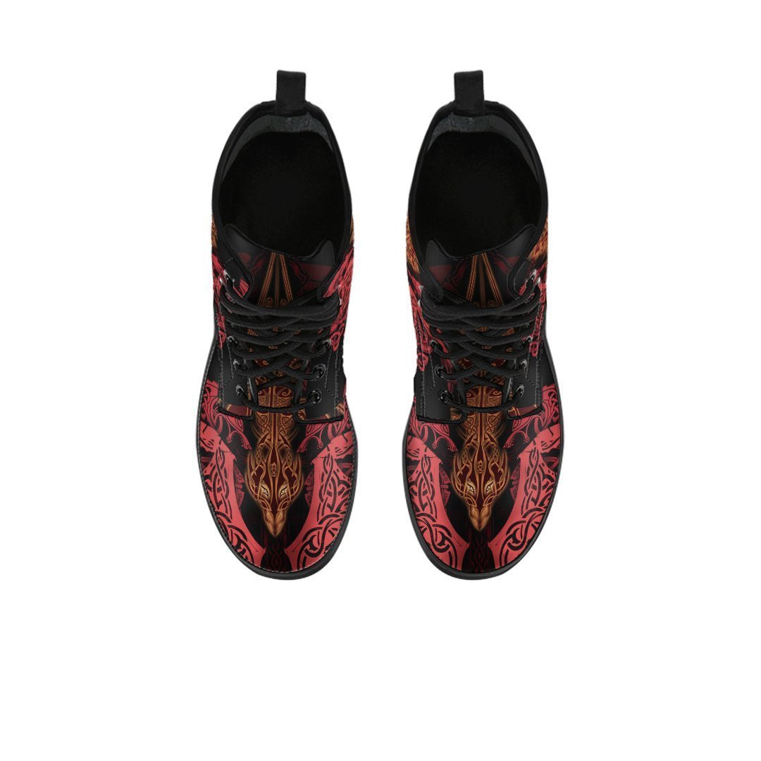 Celtic Dragon Leather Boots - Dragon Sword, Cross Patterns - Polynesian Pride