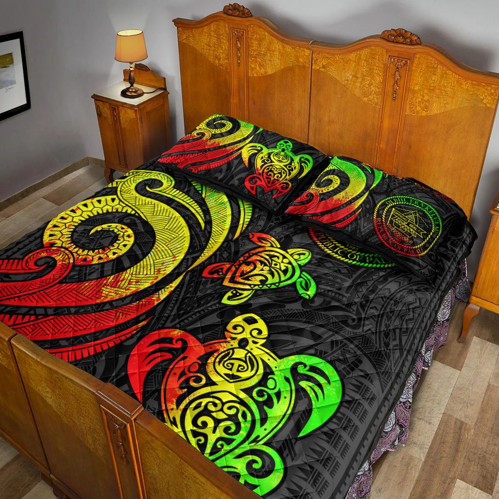 Palau Quilt Bed Set - Reggae Tentacle Turtle - Polynesian Pride