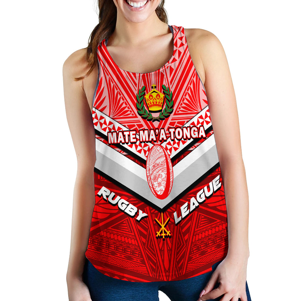(Custom Personalised) Tonga Rugby Mate Ma'a Tonga Tapa Pattern Women Tank Top - LT2 - Polynesian Pride