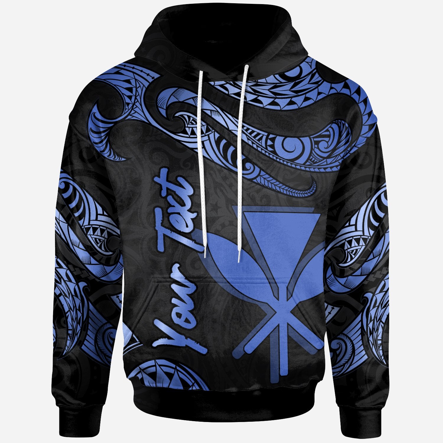 Hawaii Kanaka Maoli Polynesian Custom Hoodie Polynesian Tattoo Blue Version Unisex Blue - Polynesian Pride