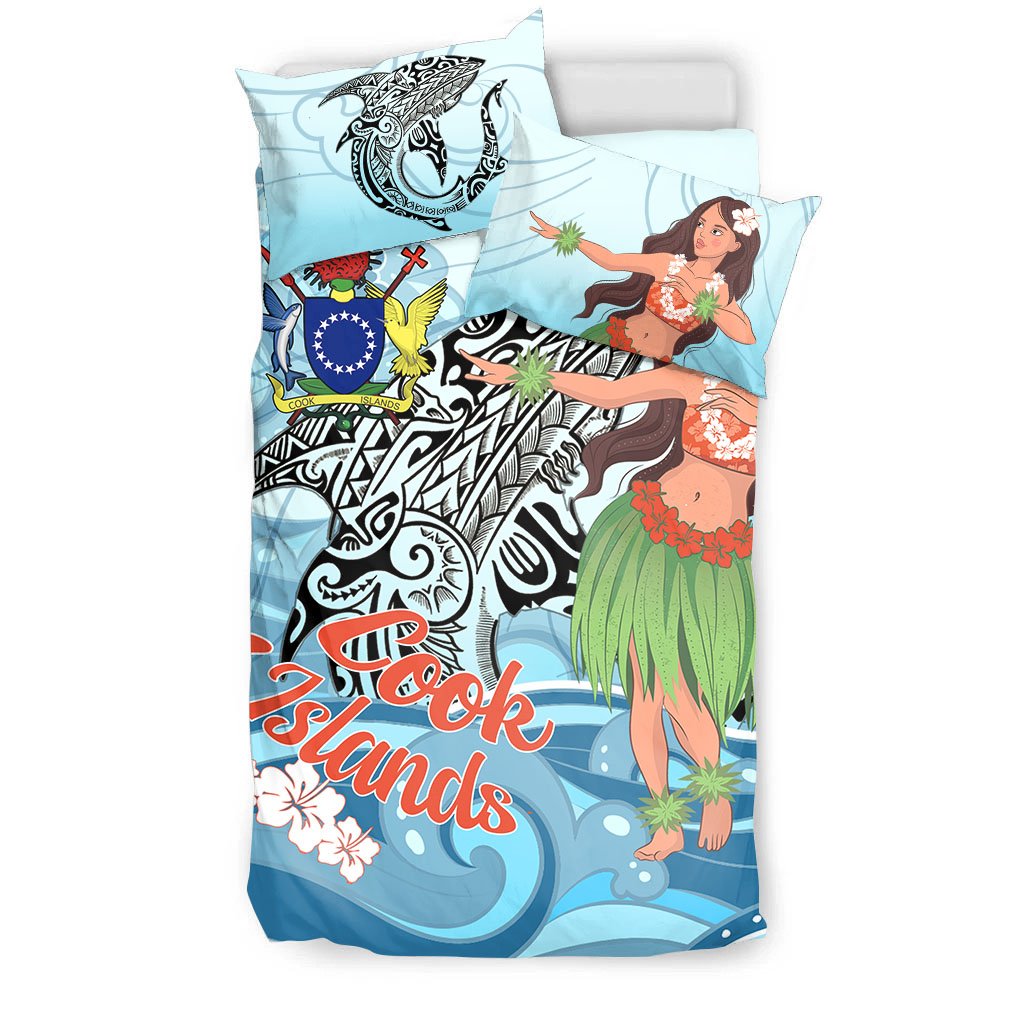 Cook Islands Bedding Set - Polynesian Girls With Shark - Polynesian Pride