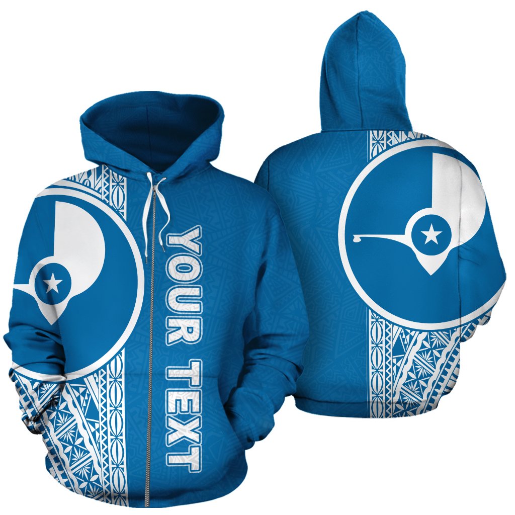 Yap Polynesian Custom Zip up Hoodie Blue White Line Unisex Blue White - Polynesian Pride