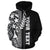 Kosrae Polynesian Custom Zip up Hoodie Black Line - Polynesian Pride