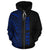 Polynesian Custom Zip up Hoodie Black Blue Poly Line - Polynesian Pride