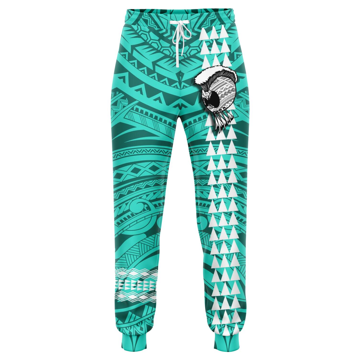 Hawaii Warrior Map Turquoise Kakau Joggers Turquoise Unisex - Polynesian Pride