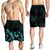 Pohnpei Polynesian Men's Shorts - Turtle With Blooming Hibiscus Turquoise - Polynesian Pride