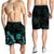 Tuvalu Polynesian Men's Shorts - Turtle With Blooming Hibiscus Turquoise - Polynesian Pride