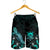 Tuvalu Polynesian Men's Shorts - Turtle With Blooming Hibiscus Turquoise - Polynesian Pride