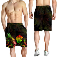 Tahiti Polynesian Men's Shorts - Turtle With Blooming Hibiscus Reggae - Polynesian Pride