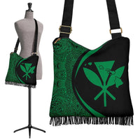 Hawaii Kanaka Polynesian Crossbody Boho Handbag - Circle Style Green Crossbody Boho Handbag One Size Black - Polynesian Pride