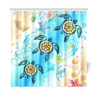 Hawaii Fresh Beach Turtle Plumeria Shower Curtain - AH - Brian Style - Polynesian Pride