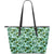 Hawaii Tropical Flowers Monstera Leaf Large Leather Tote Blue - Polynesian Pride