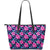 Hawaii Tropical Flowers With Hummingbirds Palm Leaves Large Leather Tote Pink - Polynesian Pride