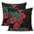 Hibiscus Red Flower Pillow Covers One Size Zippered Pillow Cases 18"x 18" (Twin Sides) (Set of 2) Black - Polynesian Pride