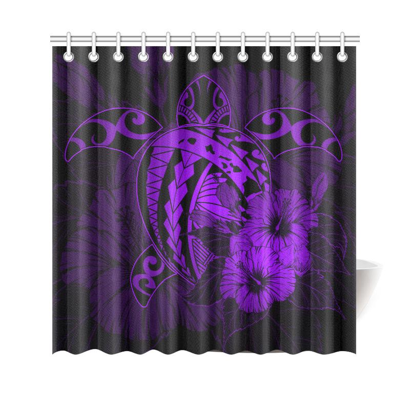 Hawaii Hibiscus Shower Curtain - Harold Turtle - Purple - Polynesian Pride