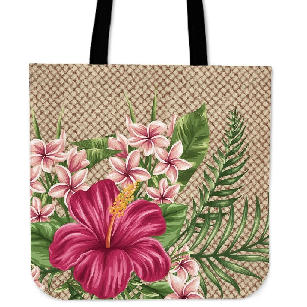 Lauhala Hibiscus Tote Bag Tote Bag One Size Black - Polynesian Pride