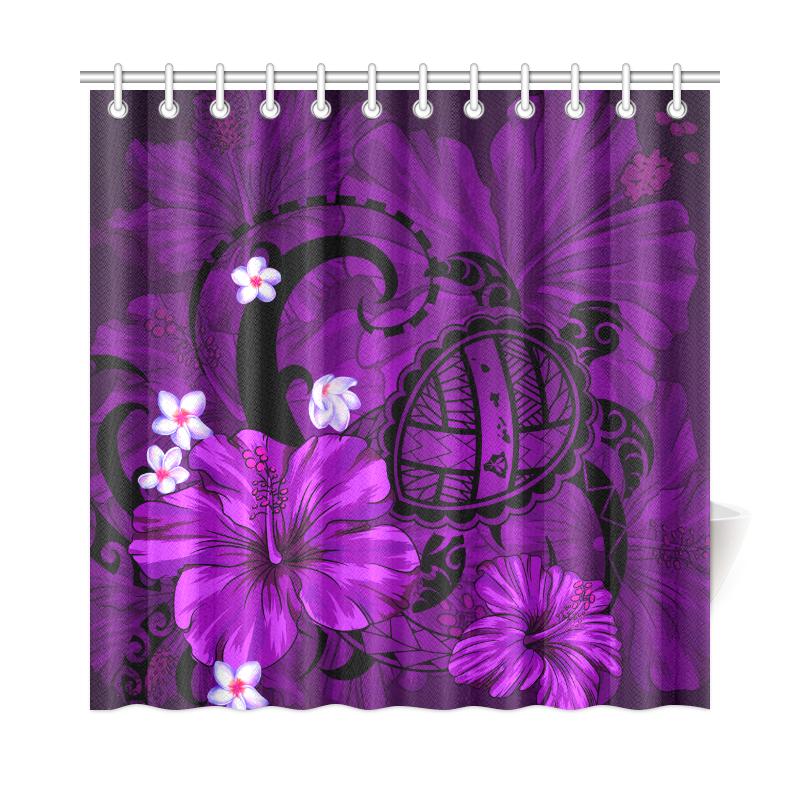 Hawaii Turtle Poly Tribal Purple Shower Curtain 177 x 172 (cm) Purple - Polynesian Pride