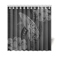 Hawaii Whale Swim Poly Shower Curtain - Gray - Polynesian Pride