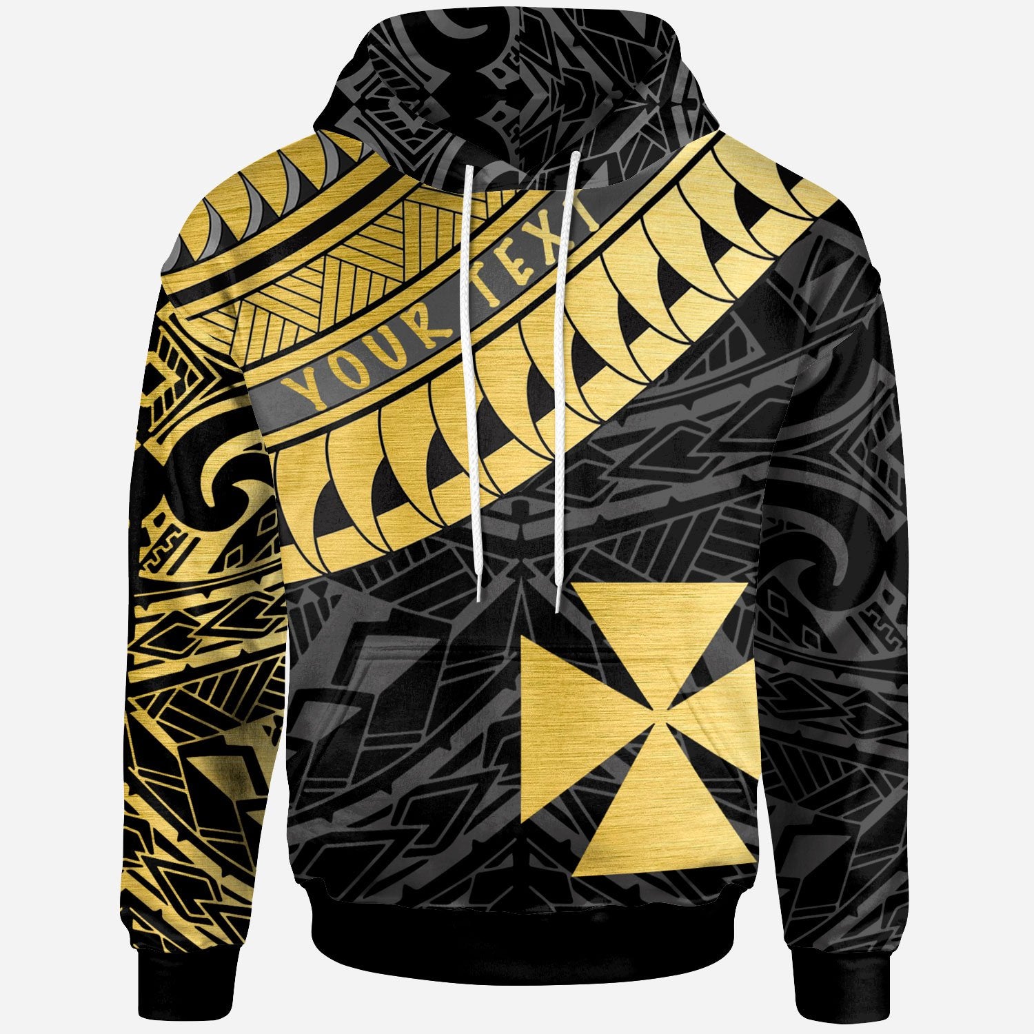 Wallis & Futuna Custom Hoodie Wallis & Futuna Ginger Lei Pattern Gold Unisex Gold - Polynesian Pride